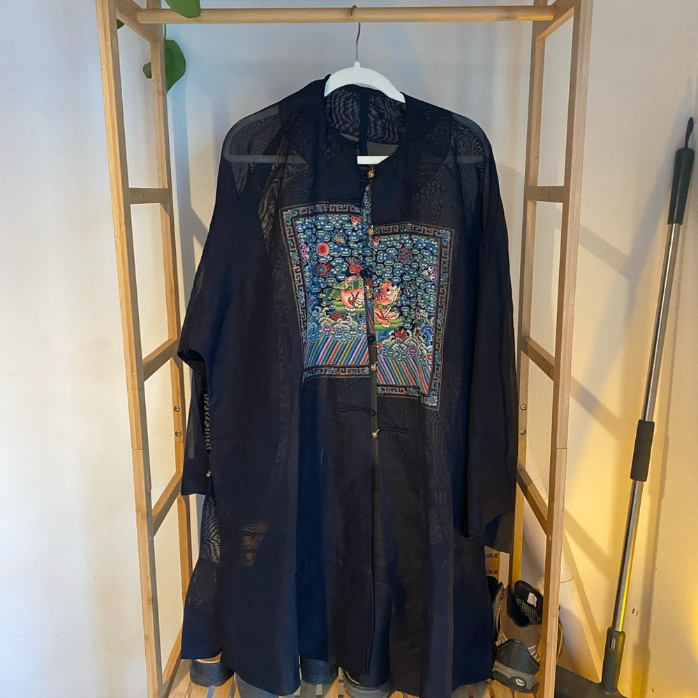 Sheer Embroidered Women's Duster